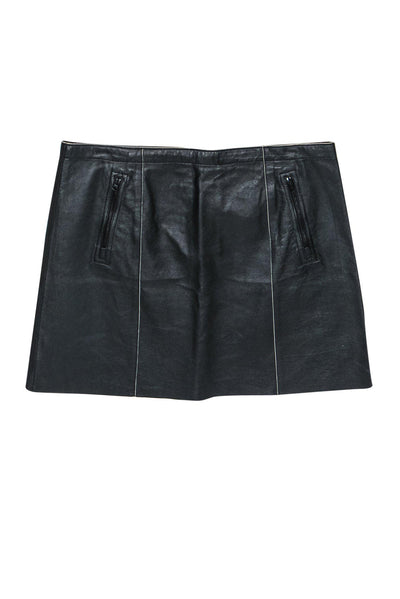 Current Boutique-Vince - Black Smooth Leather Miniskirt Sz 10