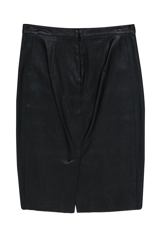 Current Boutique-Vince - Black Textured Leather Midi Pencil Skirt Sz 8
