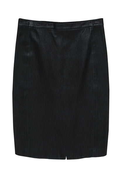 Current Boutique-Vince - Black Textured Leather Midi Pencil Skirt Sz 8