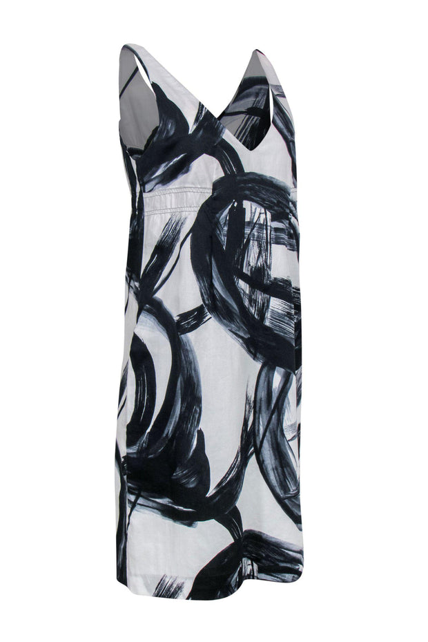 Current Boutique-Vince - Black & White Brushstroke V-Neck Dress Sz 10
