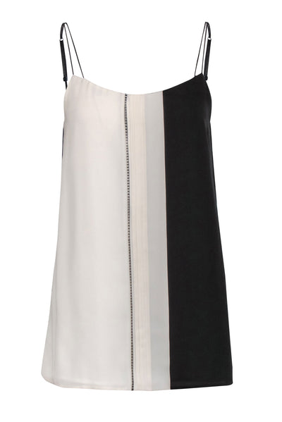 Current Boutique-Vince - Black & White Pleated Strappy Silk Tank Sz M