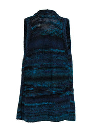 Current Boutique-Vince - Blue & Black Striped Knit Open Sweater Vest Sz S
