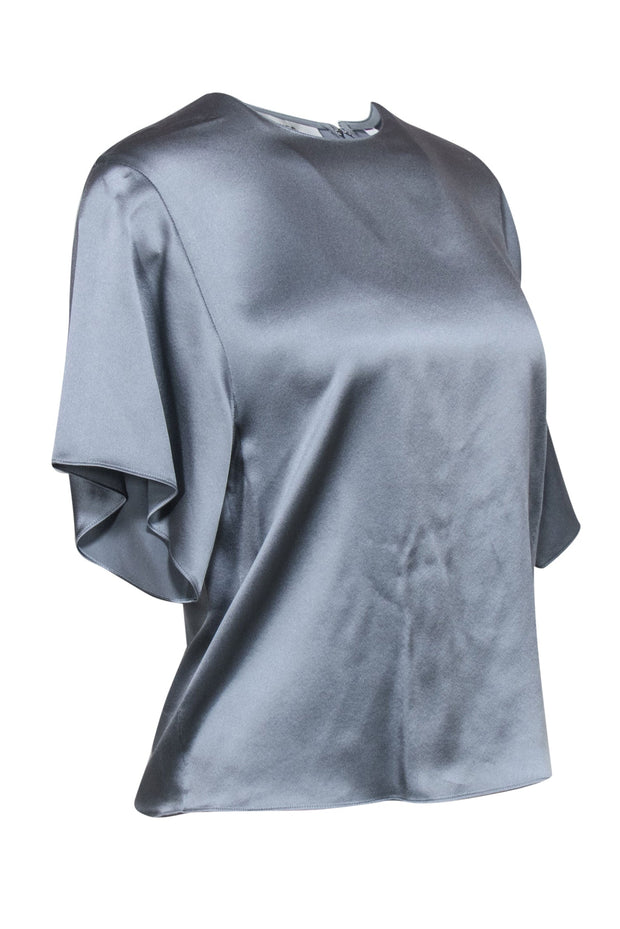 Current Boutique-Vince - Blue-Grey Short Sleeve Silk Blouse Sz XS