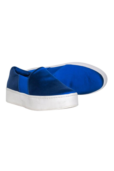 Current Boutique-Vince - Blue Satin Slip-On Platform Sneakers Sz 7
