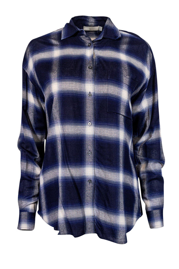 Current Boutique-Vince - Blue & White Plaid Button-Up Shirt Sz XS