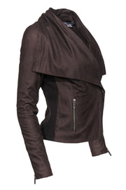 Current Boutique-Vince - Brown Leather Draped Zipper Jacket Sz XS