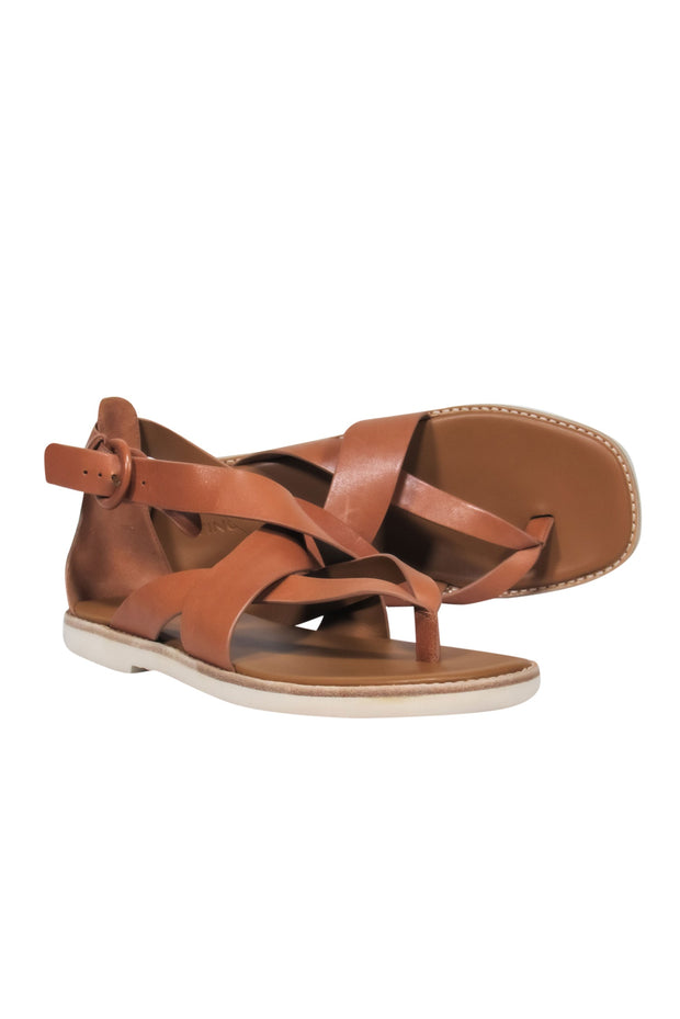 Current Boutique-Vince - Brown Leather Strappy Thong Sandals Sz 10