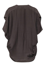 Current Boutique-Vince - Brown Silk Poncho-Style V-Neck Blouse Sz M
