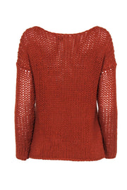 Current Boutique-Vince - Burnt Orange Open Knit Wool Blend Sweater Sz S