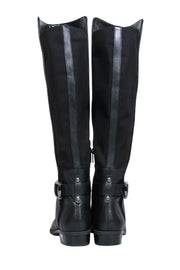Current Boutique-Vince Camuto - Black Leather & Nylon Quilted Riding Boots w/ Buckle Sz 6