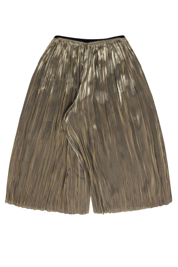 Current Boutique-Vince Camuto - Bronze Metallic Pleated Cropped Culottes Pants Sz S