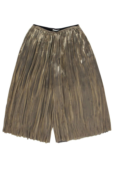 Current Boutique-Vince Camuto - Bronze Metallic Pleated Cropped Culottes Pants Sz S