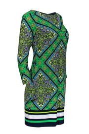 Current Boutique-Vince Camuto - Green & Navy Printed Shift Dress Sz 2