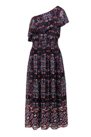 Current Boutique-Vince Camuto - Navy & Multicolor Floral Print One-Shouldered Maxi Dress Sz 10