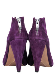 Current Boutique-Vince Camuto - Purple Suede Peep Toe Heeled "Amber" Ankle Booties Sz 5.5