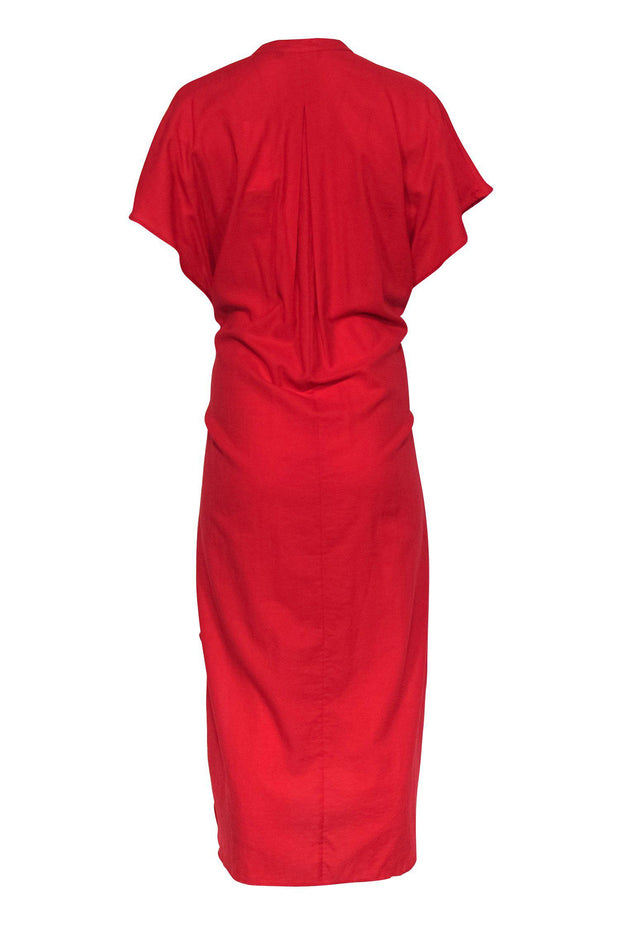 Current Boutique-Vince Camuto - Red Short Sleeve Kaftan-Style High-Low Front Tie Maxi Dress Sz S