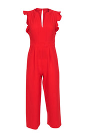 Current Boutique-Vince Camuto - Tomato Red Sleeveless Wide Leg Ruffle Jumpsuit Sz 0