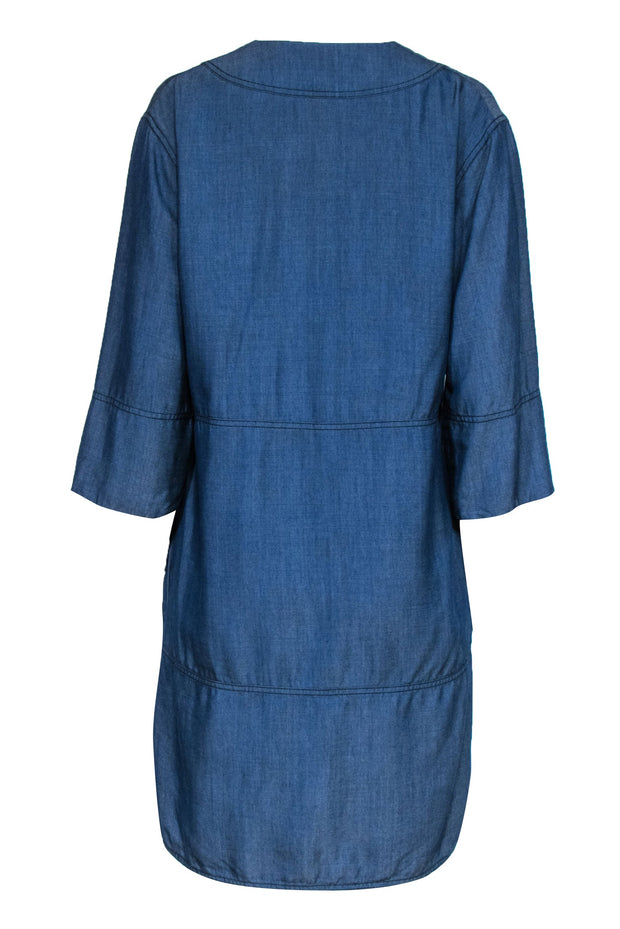 Current Boutique-Vince - Chambray V-Neck 3/4 Sleeve Shirtdress Sz M