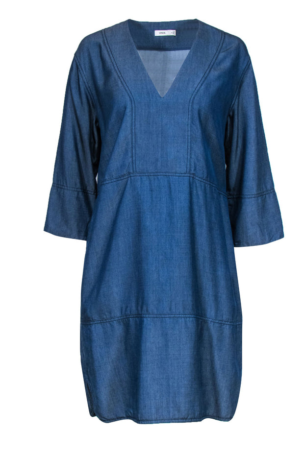 Current Boutique-Vince - Chambray V-Neck 3/4 Sleeve Shirtdress Sz M