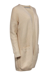 Current Boutique-Vince - Cream Long Wool Blend Textured Open Cardigan Sz S