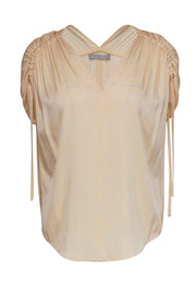 Current Boutique-Vince - Cream Ruched-Sleeve Silk Blouse Sz S