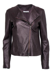Current Boutique-Vince - Deep Plum Leather Zip-Up Jacket Sz M