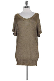 Current Boutique-Vince - Gold Metallic Short Sleeve Sweater Sz S