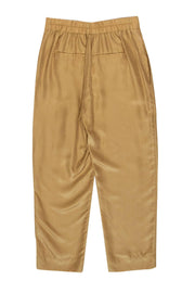 Current Boutique-Vince - Gold Silk Satin Pleated Tapered Leg Trousers Sz 6