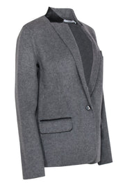 Current Boutique-Vince - Grey Buttoned Wool Blend Blazer w/ Leather Collar Sz 10