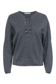 Current Boutique-Vince - Grey Cashmere Lace-Up Sweater Sz XS