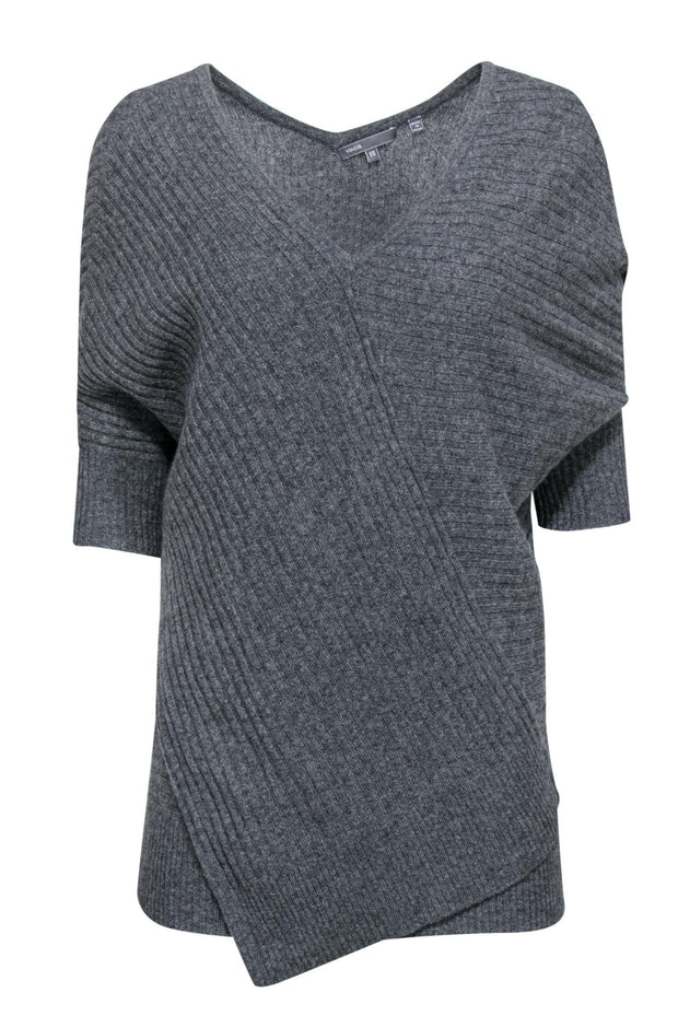 Current Boutique-Vince - Grey Cashmere Slouchy Sweater w/ Crossover Design Sz XS