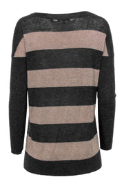 Current Boutique-Vince - Grey & Gold Striped Cashmere Blend Sweater Sz M