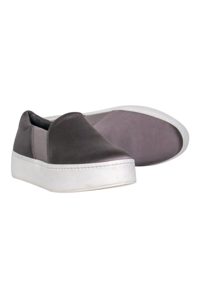 Current Boutique-Vince - Grey Satin Slip-On Platform Sneakers Sz 7