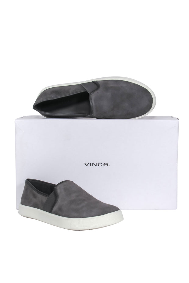 Current Boutique-Vince - Grey Suede "Preston" Slip-On Sneakers w/ White Sole Sz 5