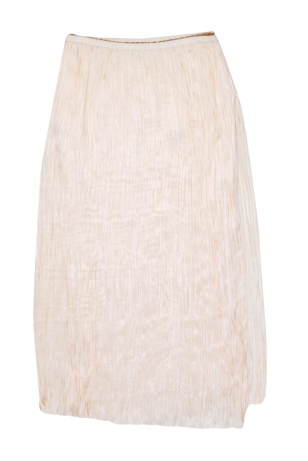 Current Boutique-Vince - Ivory Pleated Slip Style Midi Skirt w/ Side Slit Sz M