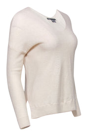 Current Boutique-Vince - Ivory Ribbed Cashmere Sweater w/ Eyelet Trim Sz XS