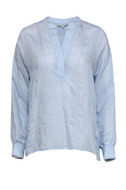 Current Boutique-Vince - Light Blue Textured Long Sleeve Blouse Sz S