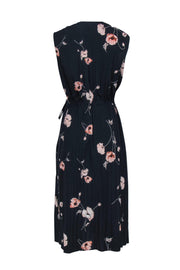 Current Boutique-Vince - Navy Floral Print Pleated Sleeveless Midi Dress Sz M