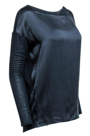 Current Boutique-Vince - Navy Long Sleeve Shirt w/ Silk Front Sz XS