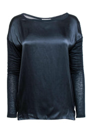 Current Boutique-Vince - Navy Long Sleeve Shirt w/ Silk Front Sz XS