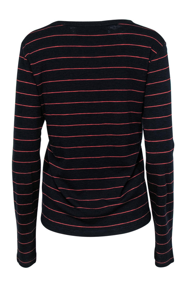 Current Boutique-Vince - Navy & Red Striped Long Sleeve Top Sz XL