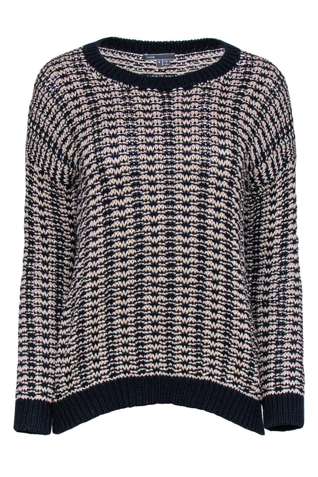 Current Boutique-Vince - Navy & White Knit Fisherman Sweater Sz S
