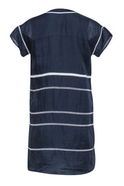 Current Boutique-Vince - Navy & White Mesh Striped Shift Dress Sz 0