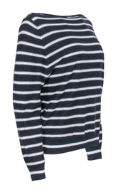 Current Boutique-Vince - Navy & White Striped Knit Boat Neck Sweater Sz M