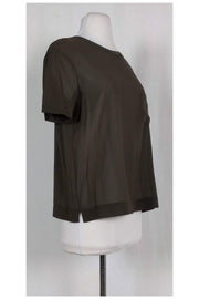 Current Boutique-Vince - Olive Green Semi Sheer Top Sz S