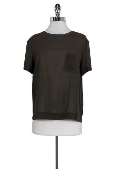 Current Boutique-Vince - Olive Green Semi Sheer Top Sz S