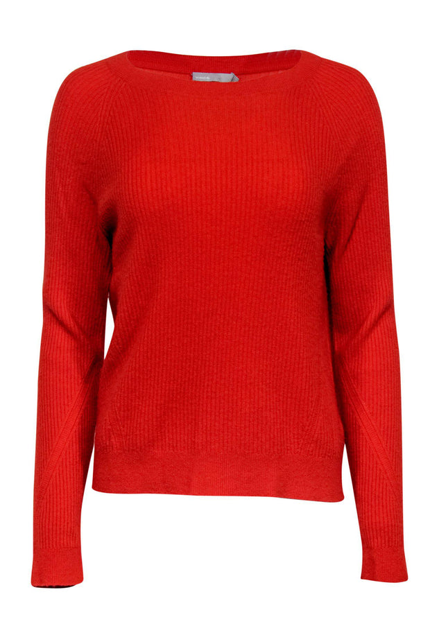 Current Boutique-Vince - Orange Ribbed Cashmere Sweater Sz S