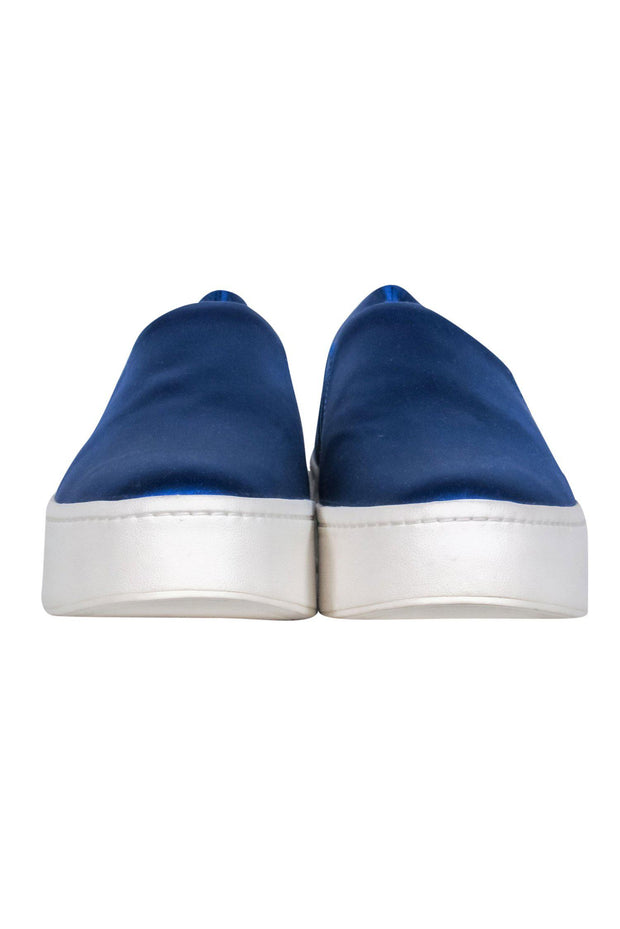 Current Boutique-Vince - Royal Blue Satin Slip-Up Platform Sneakers Sz 7