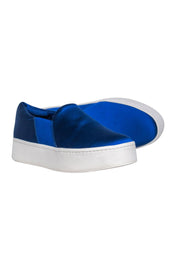 Current Boutique-Vince - Royal Blue Satin Slip-Up Platform Sneakers Sz 7