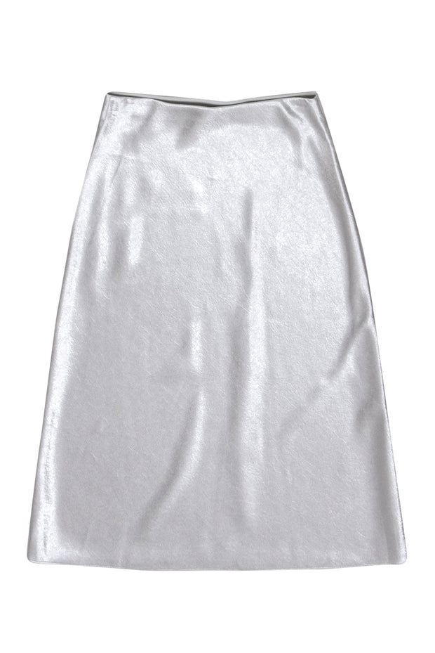Current Boutique-Vince - Silver Satin Midi Slip Skirt Sz S